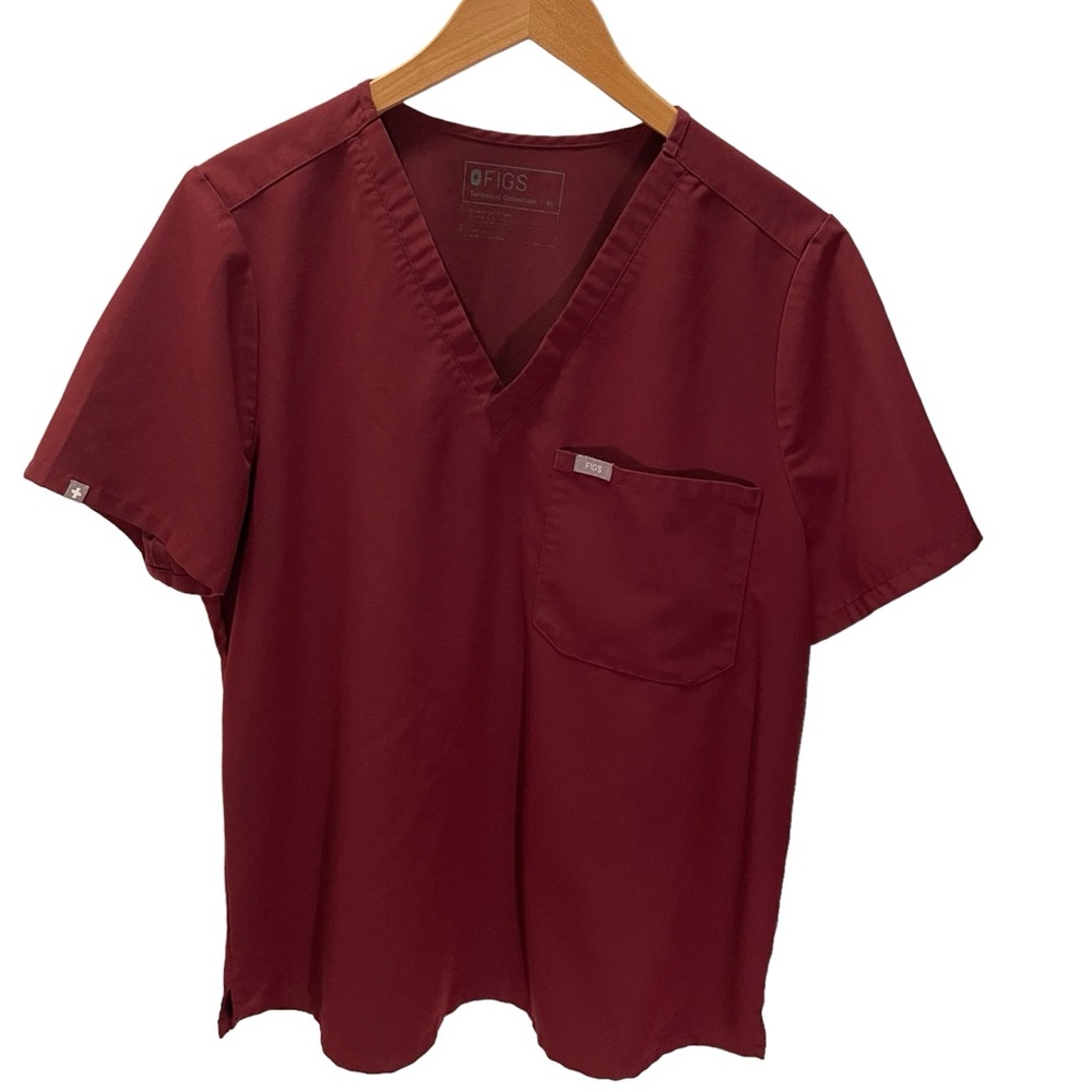 Figs Scrubs Technical Collection Top Burgundy